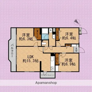 志木ニュータウン東の森弐番街2−6−6号棟【6階】の間取り