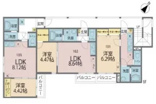 カインドネス上福岡【302号室号室】の間取り