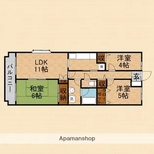 パークフィールド パートⅢ【406号室】の間取り