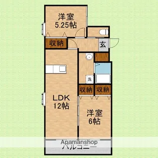 2LDKの間取り画像