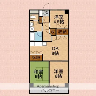 ロイヤルコーポ渡辺【4階】の間取り
