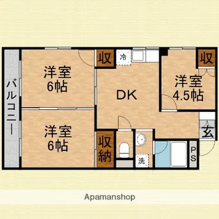 ハイライフわしだ【4階】の間取り