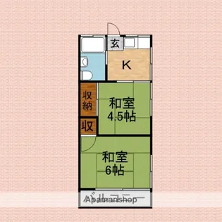 コーポラスさつき【1階】の間取り