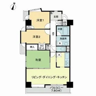 ライオンズマンション朝霞本町【3階】の間取り