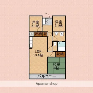 ホーフパラシオン【2階】の間取り