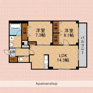 ジャルダン デ グリシーヌ【9階】の間取り
