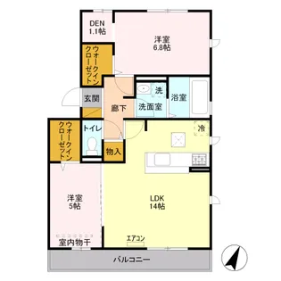 ヴィルヌーブ Ⅱ【1階】の間取り