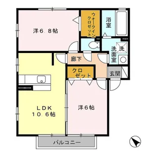 ディアコート ⅠⅡ【II201号室】の間取り