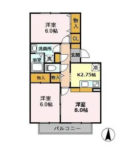 コートエスペランサ A【2階】の間取り