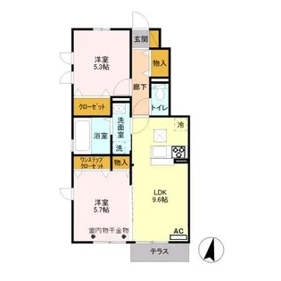 シェーングラース B【103号室】の間取り