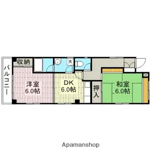 六軒町サンハイツ(三光)【2階】の間取り
