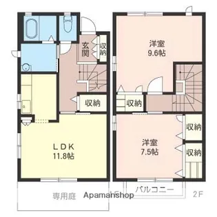 埼玉県川越市大塚2丁目【テラスハウス】の間取り