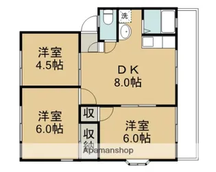 グラスフィールド川鶴D棟【1階】の間取り
