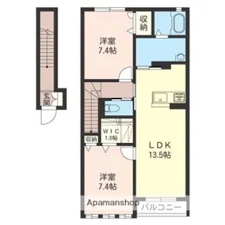埼玉県川越市大字上戸【アパート】の間取り