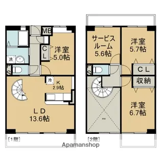 グランドゥール鶴ヶ島【3階】の間取り