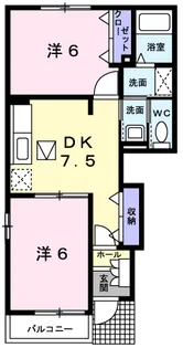 コージーコートドゥエルB【1階】の間取り