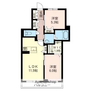 埼玉県川越市的場2丁目【アパート】の間取り