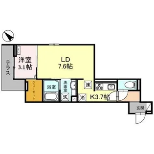 DーRESIDENCE東田町【1階】の間取り