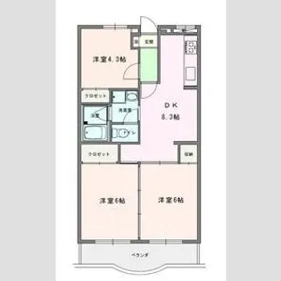 グリーンタウン鶴ヶ島【3階】の間取り