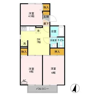 プリムヴェール(川越) B【1階】の間取り