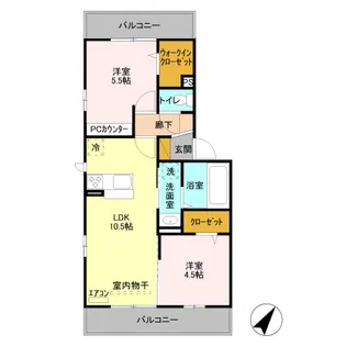 ラ・グラシューズ B【2階】の間取り