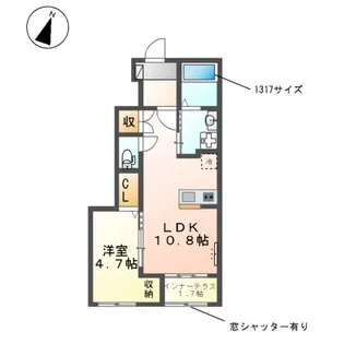 コーポ椛(モミジ)【1階】の間取り