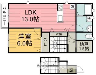 モン・サン・ミシェルB【2階】の間取り