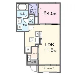 カーサ フェリーチェ【1階】の間取り