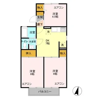 プリムヴェール(川越) A【2階】の間取り