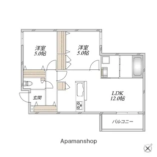 レジデンスヒューゲル鶴ヶ丘Ⅰ【2階】の間取り