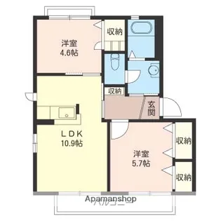 グレイスタウンA棟【2階】の間取り