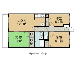 埼玉県坂戸市中富町【マンション】の間取り