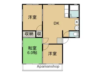 埼玉県坂戸市中富町【アパート】の間取り