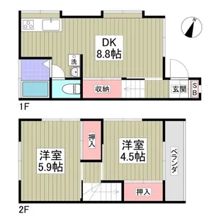 2DKの間取り画像