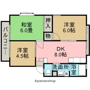 グラスフィールド川鶴B棟【101号室】の間取り