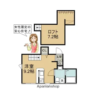 プリマ高麗川弐番館【2階】の間取り