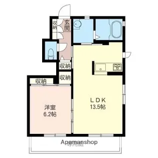 ラ・シャンブル・クレールA【1階】の間取り