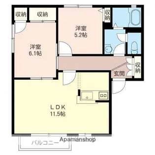ル・パティオ1番館【2階】の間取り