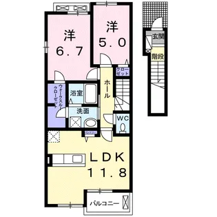 ウォーターヴィレッジⅠ【2階】の間取り