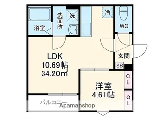 GRADUS若葉Ⅱ【1階】の間取り