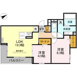 ビーネ北坂戸【3階】の間取り
