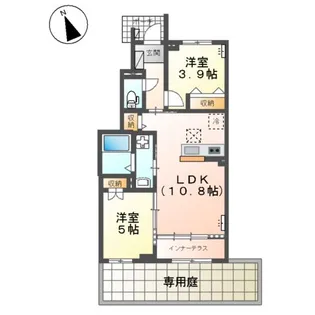 鶴ヶ島市脚折町6丁目アパートⅡ期工事【1階】の間取り