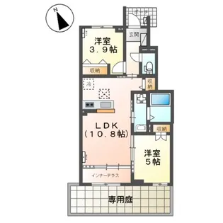 鶴ヶ島市脚折町6丁目アパートⅡ期工事【1階】の間取り