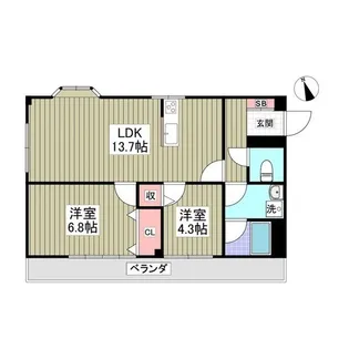 第五山中マンション【2階】の間取り