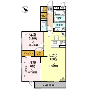 クレードルわかば【1階】の間取り