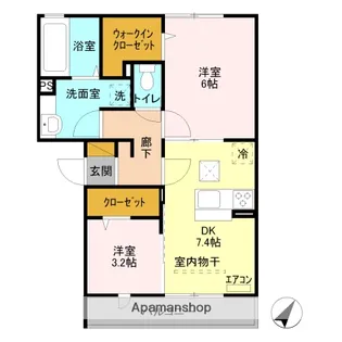 ブラウフォーゲルA【2階】の間取り