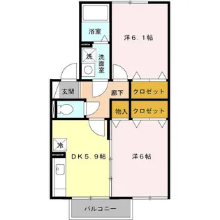 ウィスタリア B【2階】の間取り