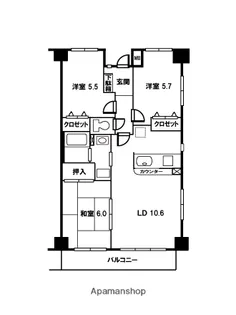 グリシーヌ東所沢【4階】の間取り