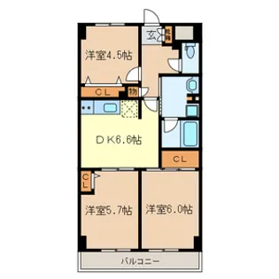 埼玉県所沢市若狭1丁目【マンション】の間取り