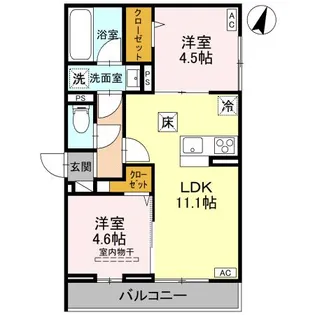 DーSERENO緑町【105号室】の間取り